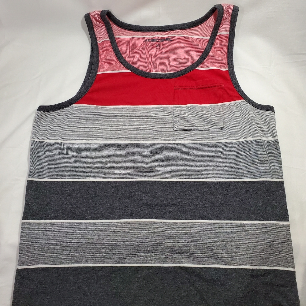 Decibel Men's Red Gray Striped Tank Top Size XL